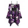 Robe gothique à imprimé tête de mort et rose pour Halloween, robe asymétrique à lacets et épaules dénudées - Concorde XXL | US 14