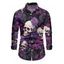 Chemise gothique à manches longues pour homme, motif tête de mort et roses, pour Halloween - Concorde XL