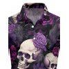 Chemise gothique à manches longues pour homme, motif tête de mort et roses, pour Halloween - Concorde XL