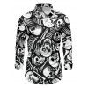 Chemise gothique à manches longues pour homme, motif squelette et crâne, pour Halloween - Noir S