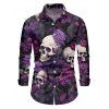 Gothic Couple Outfit Rose Skulls Print Lace Up Asymmetrical Dress and Shirt Set for Halloween - Concorde S | US 4