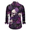 Gothic Couple Outfit Rose Skulls Print Lace Up Asymmetrical Dress and Shirt Set for Halloween - Concorde S | US 4
