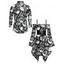 Gothic Couple Outfit for Halloween Skull Skeleton Print Lace Up Asymmetrical Dress and Shirt Set - Noir S | US 4