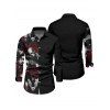 Gothic Couple Outfit Skull Rose Print Lace Up Off the Shoulder Asymmetrical Dress and Shirt Set - Noir S | US 4