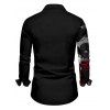 Gothic Couple Outfit Skull Rose Print Lace Up Off the Shoulder Asymmetrical Dress and Shirt Set - Noir S | US 4