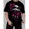 Gothic Couple Outfit Rose Skulls Pattern Butterfly Lace Tank Top and T Shirt Set for Halloween - Noir S | US 4