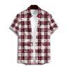 Vintage Couple Outfit for Vacation Plaid Print Lace Up Buckle Strap Dress and Shirt Set - Rose clair S | US 4