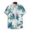 Hawaii Couple Outfit Tropical Plant Print Spaghetti Strap V Neck A Line Mini Tank Dress and Roll Up Sleeve Shirt Vacation Matching Outfit - Blanc S | US 4