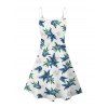 Hawaii Couple Outfit Tropical Plant Print Spaghetti Strap V Neck A Line Mini Tank Dress and Roll Up Sleeve Shirt Vacation Matching Outfit - Blanc S | US 4