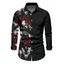 Chemise gothique à manches longues pour homme, imprimé tête de mort et roses, pour Halloween - Noir S