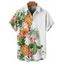 Chemise de vacances à manches courtes et boutons pour homme, motif ananas, fleurs et feuilles, décontractée - Blanc 5XL