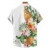 Chemise de vacances à manches courtes et boutons pour homme, motif ananas, fleurs et feuilles, décontractée - Blanc 5XL