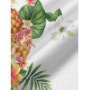Robe de vacances à motif de feuilles et de fleurs d'ananas, robe longue décontractée à bretelles spaghetti - Blanc XXL | US 14