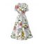 Robe de vacances à imprimé floral et feuilles, robe mi-longue à ceinture fleurie - Blanc XXL | US 14