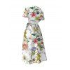Robe de vacances à imprimé floral et feuilles, robe mi-longue à ceinture fleurie - Blanc XXL | US 14