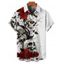 Chemise boutonnée gothique pour homme, motif tête de mort et roses, pour Halloween - Blanc 5XL
