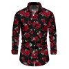 Chemise boutonnée à imprimé floral et style gothique pour homme - Noir 5XL