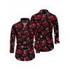 Chemise boutonnée à imprimé floral et style gothique pour homme - Noir 5XL