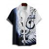 Chemise de vacances pour homme, boutonnée, imprimé notes de musique colorblock - Bleu profond 5XL