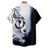 Chemise de vacances pour homme, boutonnée, imprimé notes de musique colorblock - Bleu profond 5XL