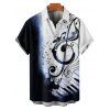 Vacation Couple Outfit Colorblock Music Note Print Mini Dress and Shirt Set - Bleu de Minuit S | US 4