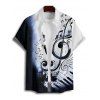 Vacation Couple Outfit Colorblock Music Note Print Mini Dress and Shirt Set - Bleu de Minuit S | US 4