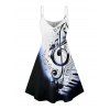 Vacation Couple Outfit Colorblock Music Note Print Mini Dress and Shirt Set - Bleu de Minuit S | US 4