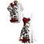 Gothic Couple Outfit Rose Skulls Print Ruched Bust Mini Dress and Shirt Set for Halloween - Blanc S | US 4