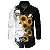 Gothic Couple Outfit Sunflower Skulls Print Lace Up Asymmetrical Dress and Shirt Set for Halloween - Noir S | US 4