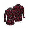 Gothic Couple Outfit Rose Print Lace Up Asymmetrical Dress and Shirt Set - Noir S | US 4