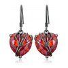 Gothic Women Outfit for Halloween Colorblock Skulls Print Lace Up Dress and Heart Skeleton Earrings Rivet Boots Set - Rouge foncé S | US 4