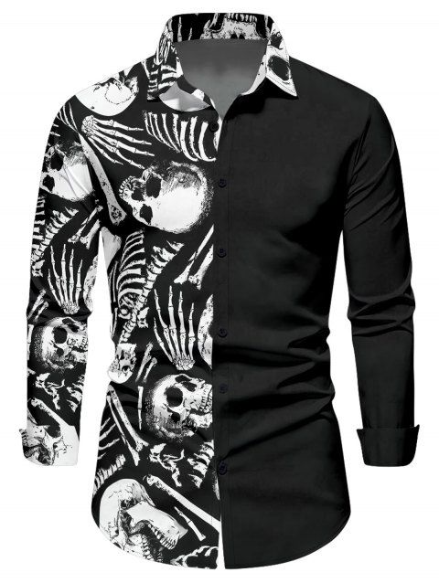 Chemise gothique à manches longues pour homme, motif squelette et crâne, pour Halloween