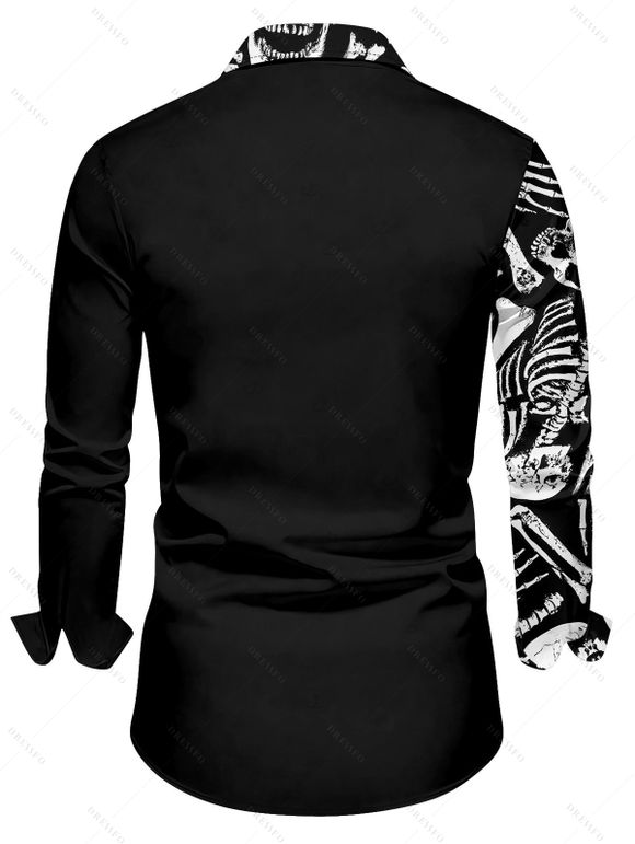Chemise gothique à manches longues pour homme, motif squelette et crâne, pour Halloween - Noir 5XL