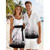 Robe Trapèze Longue Imprimée Florale à Col en Coeur et Ceinture - Blanc S | US 4
