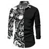 Gothic Couple Outfit for Halloween Skull Skeleton Print Lace Up Handkerchief Dress and Shirt Set - Noir S | US 4