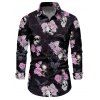 Chemise gothique à manches longues pour homme, motif tête de mort, rose, chauve-souris, pour Halloween - Noir 5XL