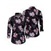 Chemise gothique à manches longues pour homme, motif tête de mort, rose, chauve-souris, pour Halloween - Noir 5XL
