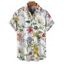 Chemise de vacances pour homme, décontractée, boutonnée, à imprimé floral et feuilles - Blanc L