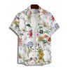 Chemise de vacances pour homme, décontractée, boutonnée, à imprimé floral et feuilles - Blanc L