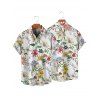 Chemise de vacances pour homme, décontractée, boutonnée, à imprimé floral et feuilles - Blanc L