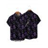 Chemise boutonnée à imprimé floral rose pour homme, style gothique, idéale pour les vacances - Noir 5XL