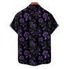 Chemise boutonnée à imprimé floral rose pour homme, style gothique, idéale pour les vacances - Noir 5XL