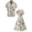 Vacation Couple Outfit Floral Leaf Print Belt Midi Dress and Shirt Matching Set - Blanc S | US 4