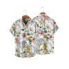 Vacation Couple Outfit Floral Leaf Print Belt Midi Dress and Shirt Matching Set - Blanc S | US 4
