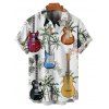 Chemise de vacances pour homme, boutonnée, imprimé cocotier et guitare, pour la plage - multicolor 2XL