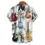 Chemise de vacances pour homme, boutonnée, imprimé cocotier et guitare, pour la plage - multicolor 2XL