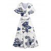 Robe mi-longue fendue à imprimé crânes de poulpe et pirate pour la plage - Bleu S | US 4