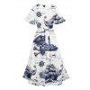 Robe mi-longue fendue à imprimé crânes de poulpe et pirate pour la plage - Bleu S | US 4