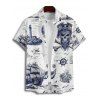 Chemise de vacances pour homme, imprimé tête de mort de poulpe, chemise boutonnée pour la plage - Bleu 5XL