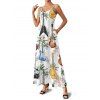 Robe de vacances à imprimé guitare et cocotier, longue robe à bretelles spaghetti et poches pour la plage - multicolor S | US 4